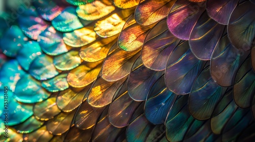 The shimmering scales of a tropical fish catching the sunlight in a dazzling display of colors.