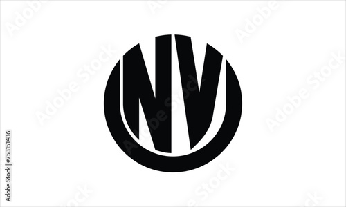 NV initial letter circle icon gaming logo design vector template. batman logo, sports logo, monogram, polygon, war game, symbol, playing logo, abstract, fighting, typography, icon, minimal, wings logo