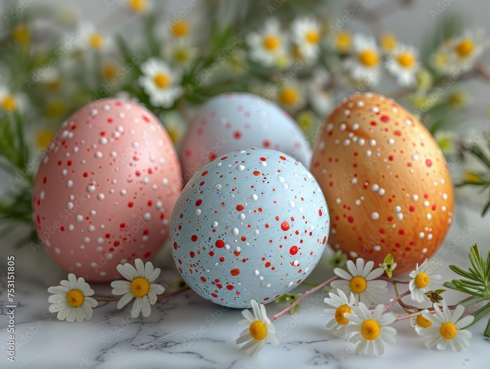 Springtime Pastels: Floral Harmony with Easter Eggs