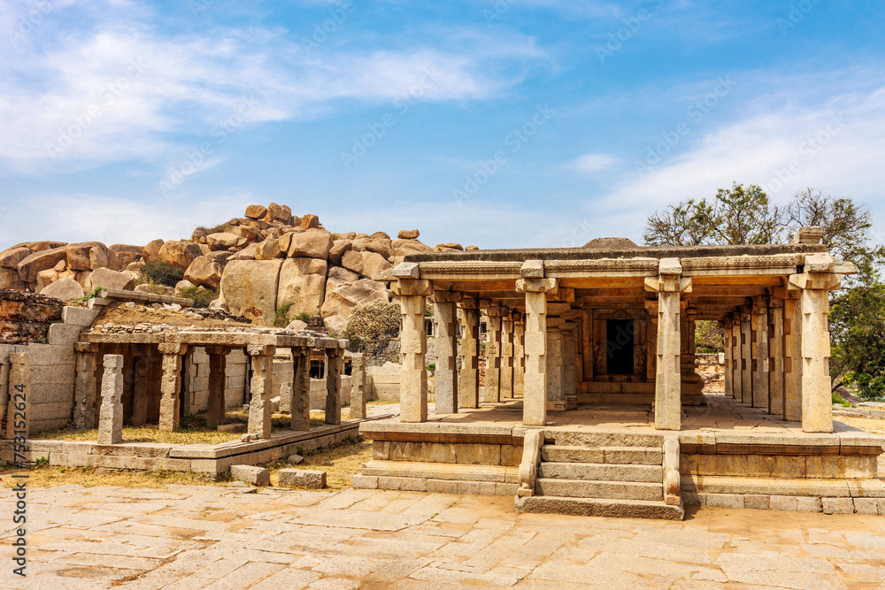 Exterior of the Varaha temple in Hampi, Karnataka, India, Asia