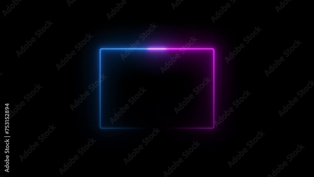 Neon square frame animated. Glowing frame motion video. Neon square frame animated. Glowing frame motion video.
