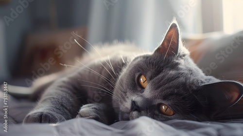 british short hair cat, cat, pet, grey cat, beautiful cat