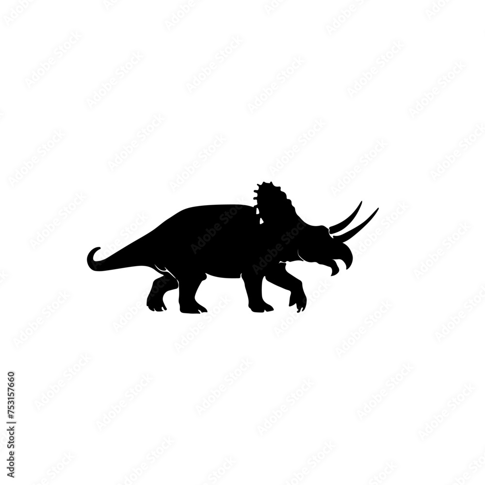 Black silhouette a dinosaur side view Black silhouette a dinosaur side view