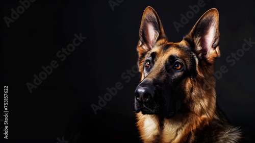 german shepherd dog on black background