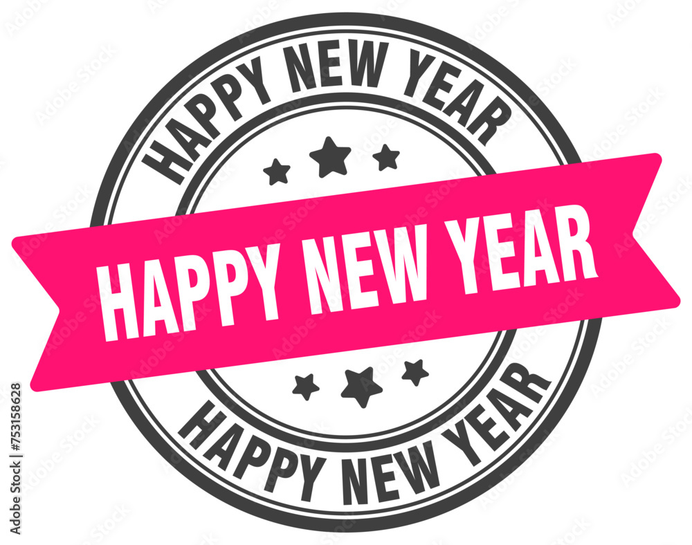 happy new year stamp. happy new year label on transparent background. round sign happy new year stamp. happy new year label on transparent background. round sign