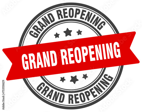 grand reopening stamp. grand reopening label on transparent background. round sign