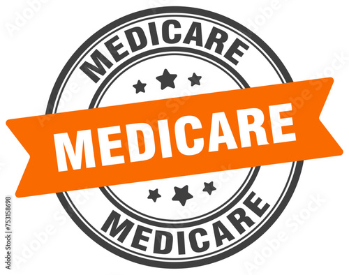 medicare stamp. medicare label on transparent background. round sign