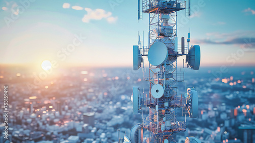 Amid the Network of Digital Skies, Towers Craft the Pathways of Connection, A Tapestry of Communication Woven in the Fabric of the Airwaves