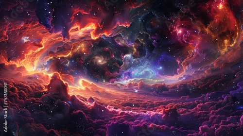 Stunning cosmic nebula with vibrant colors in space. Astronomy and exploration concept.