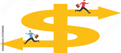 Business strategy, investment choice or option to make profit, select best earning asset. Business competition.

