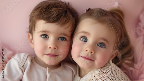 studio shot portrait of brother and sister child siblings toddlers © Miljan Živković