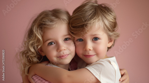 studio shot portrait of brother and sister child siblings toddlers