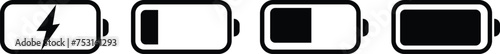 Bettery Charging Icon set ,low bettery vector icon ,Bettery Charging Icon, Silhouette design element related to mobile, isolated on transparent background, animated Charging Low to full charge.