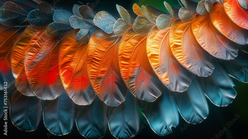 Fototapeta premium Colorful Symphony: The Intricate Patterns of Iridescent Feathers