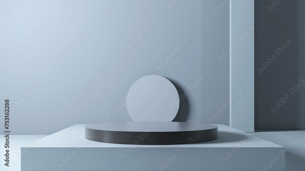 Fototapeta premium Sleek modern podium design on a clean uncluttered background ideal for highlighting innovative tech gadgets
