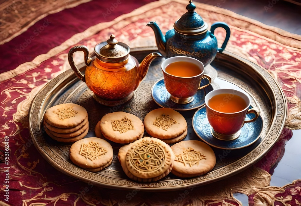 Fototapeta premium tea and cookies