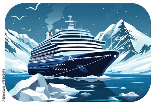 App icon vector-style image of family alaska cruise ship --ar 3:2 --style raw --stylize 250 --v 6 Job ID: 892c77c6-09a5-4270-9471-d2c56d29da76