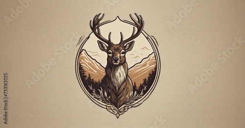 Produce a logo design that merges the serenity of nature with the majesty of a deer illustration, delivering a harmonious and impactful visual identity for your brand photo