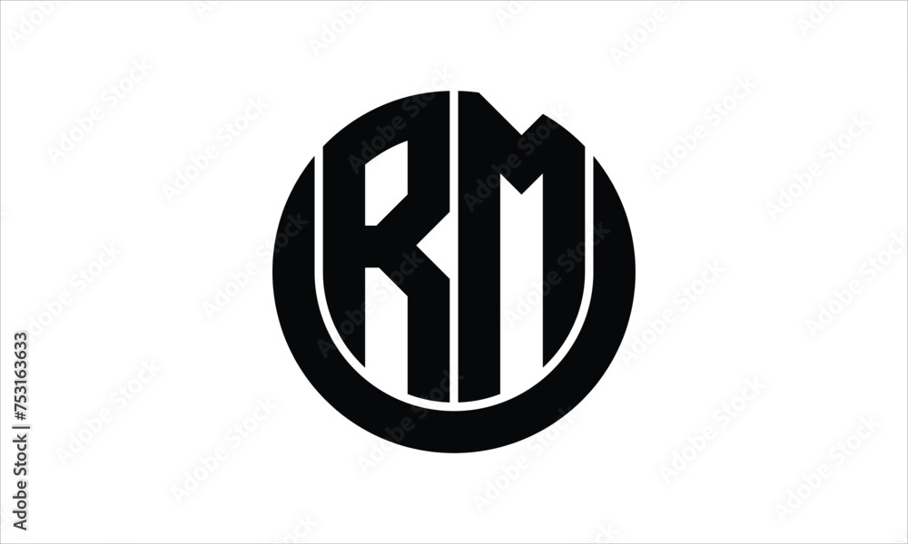 Fototapeta premium RM initial letter circle icon gaming logo design vector template. batman logo, sports logo, monogram, polygon, war game, symbol, playing logo, abstract, fighting, typography, icon, minimal, wings logo