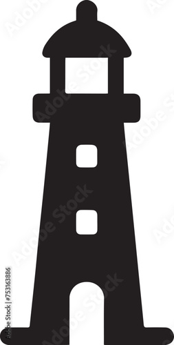 lighthouse isolated on a white background with a rounded top and open door