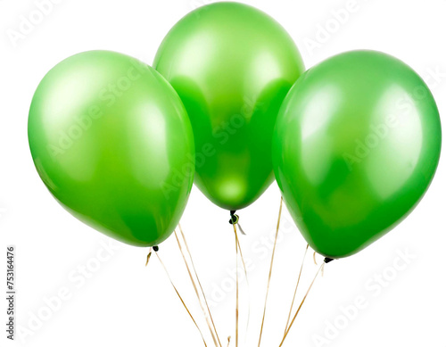 Grüne Luftballons isoliert auf weißen Hintergrund, Freisteller photo