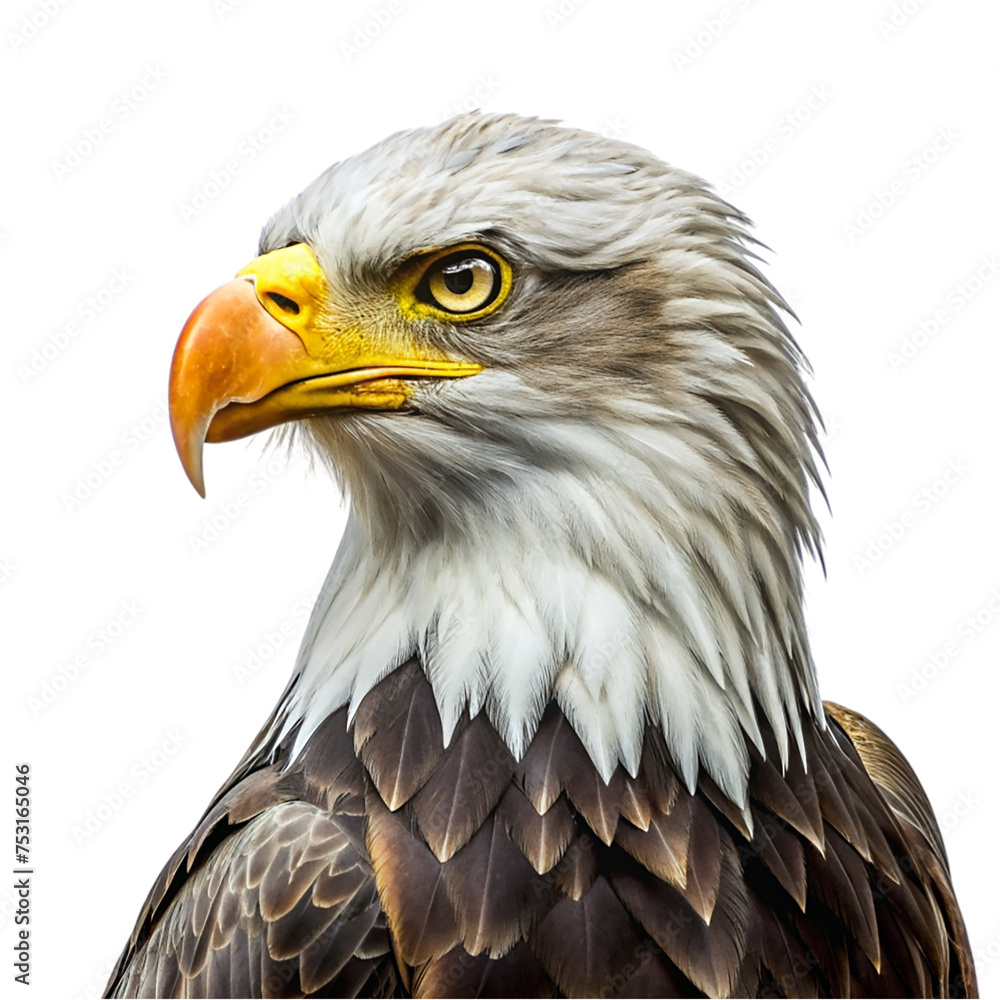 Bald eagle head close-up isolated on transparent background Bald eagle head close-up isolated on transparent background