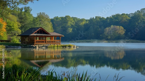 A lakeside meditation retreat offering sessions on wellness photo