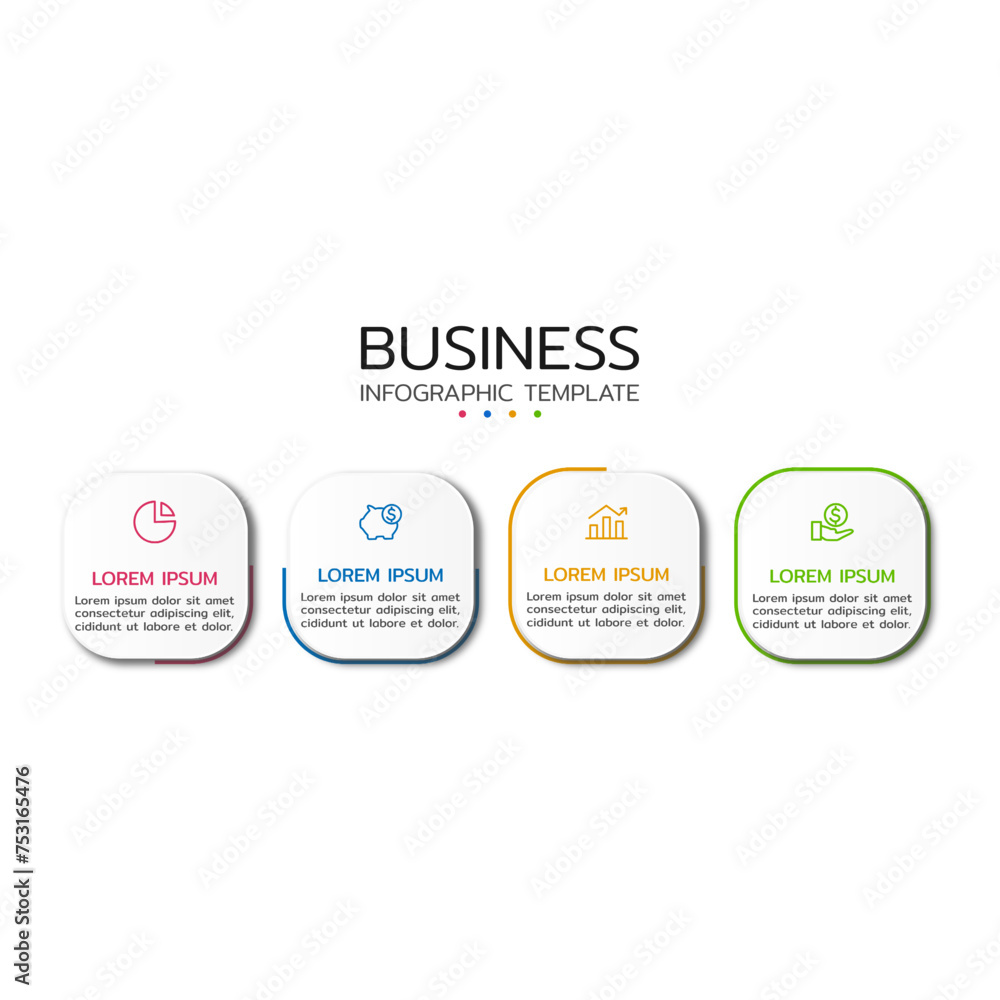 Vector infographic modern design with marketing icons. Business concept with 4 options, steps or processes.