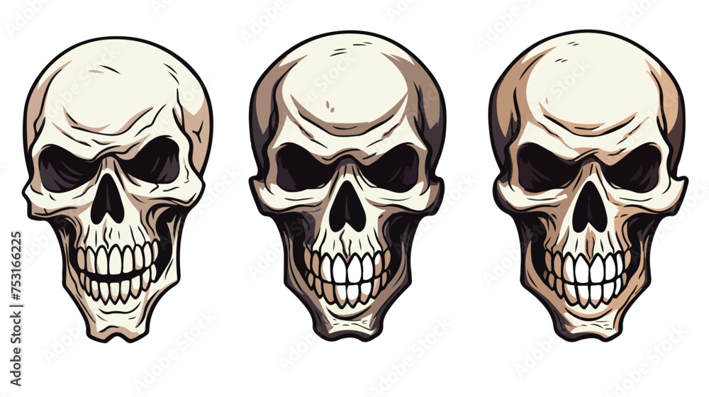 Cartoon skull freehand draw cartoon vector illustrat