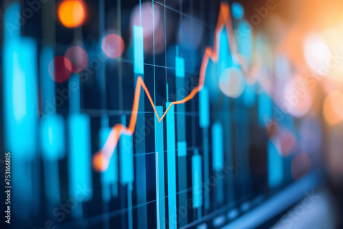 Stock increase chart, obg. Candlesticks, concept of increase in prices, dividends, earnings, profits