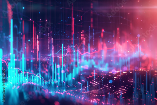 The concept of schedules and technology. Neon graphics in pink and blue.