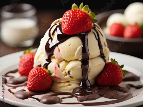 Swirl of creamy vanilla ice cream topped with chunks