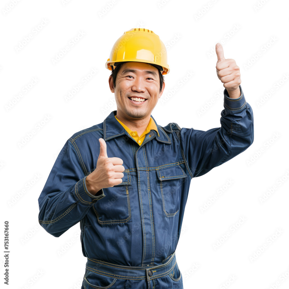 Portrait of asian male worker, giving a thumbs up and smiling happily, waist up photo, isolated on white Portrait of asian male worker, giving a thumbs up and smiling happily, waist up photo, isolated on white