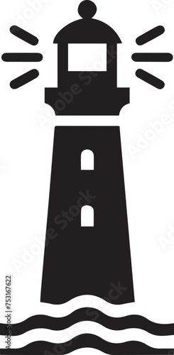 lighthouse isolated on a white background on the ocean 
