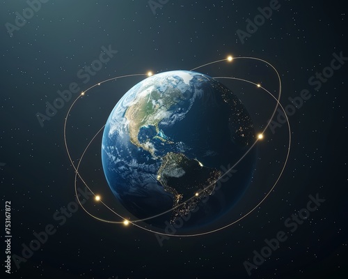 Visualize the path traced by a satellite as it moves around a planet in a geocentric orbit
