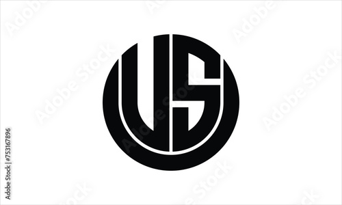 US initial letter circle icon gaming logo design vector template. batman logo, sports logo, monogram, polygon, war game, symbol, playing logo, abstract, fighting, typography, icon, minimal, wings logo