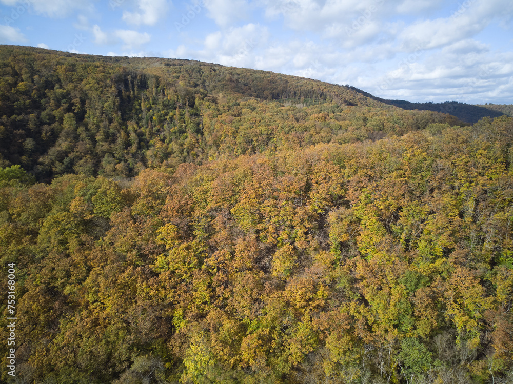 Autumn hills Germany drone . High quality photo