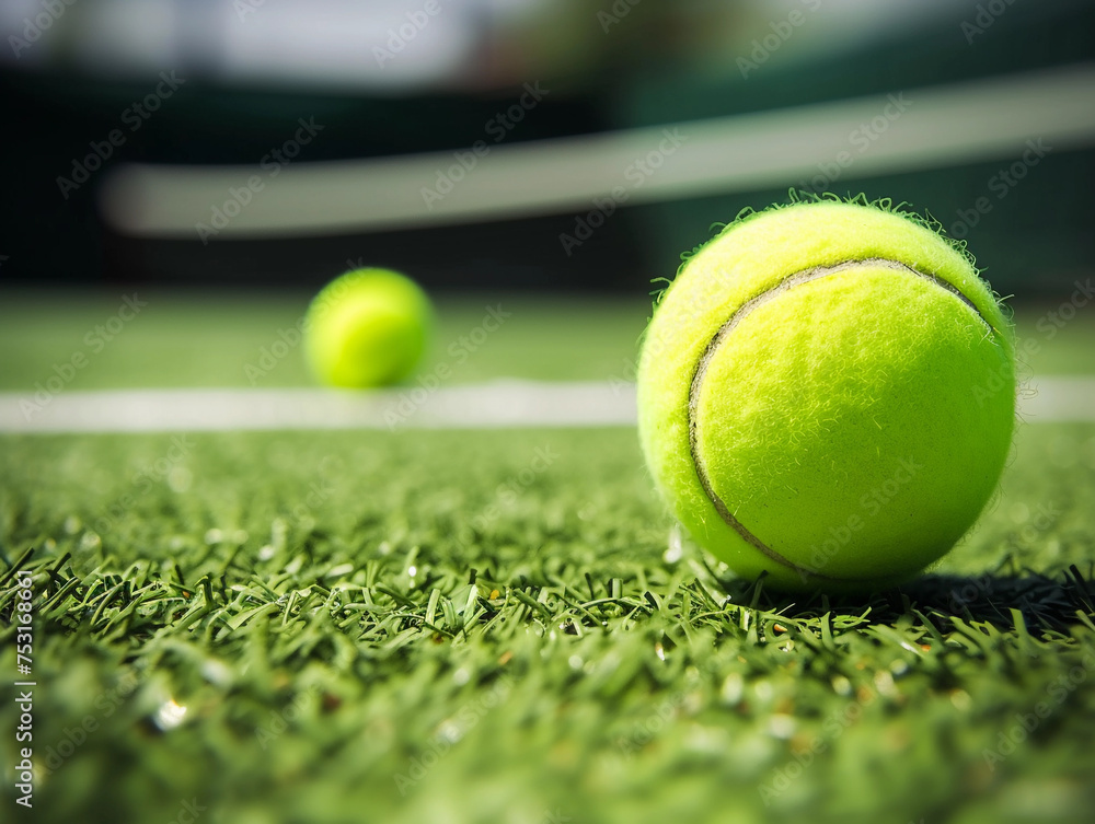 Tennis Ball on Green Grass Court