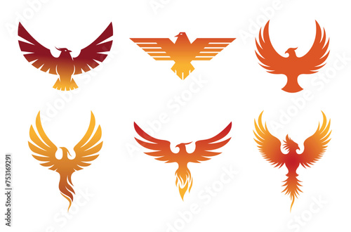 Creative pheonix birds collection logo design symbol vector illustration