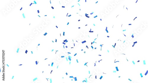 blue confetti explosion on white background for gender reveal - 3D rendering - 4k - 60 fps