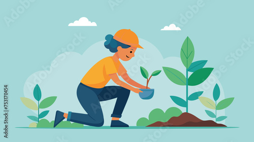 Woman Planting Tree Outdoors