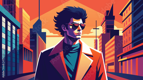 Stylish Man Wearing Sunglasses in Urban Sunset Setting