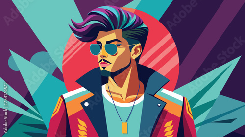 Stylish Man With Modern Hairstyle and Sunglasses in Vibrant Vector Illustration
