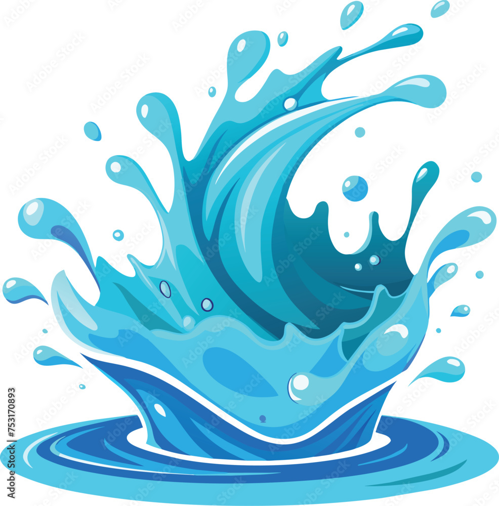 water splash vector illustration, water splash isolated on a white background, Fresh water splash  vector, Water design elements