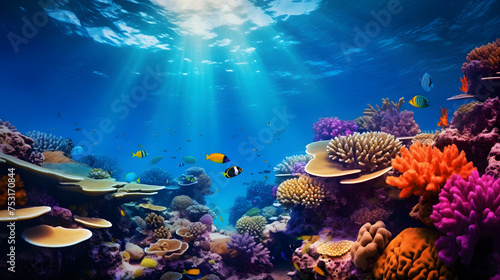 The Majestic Underwater World: A Vibrant and Abundant Coral Reef Teeming with Sea Life
