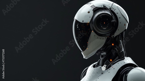 AI robot neutral black backgroud © suppakarn