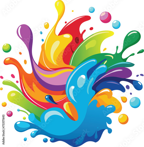 colorful splashes of vector illustration, colorful background design vector illustration, Rainbow paint splash vector, Paint splatter colorful  vector illustration
