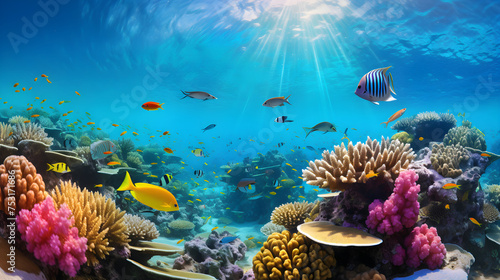 The Majestic Underwater World: A Vibrant and Abundant Coral Reef Teeming with Sea Life © Joe