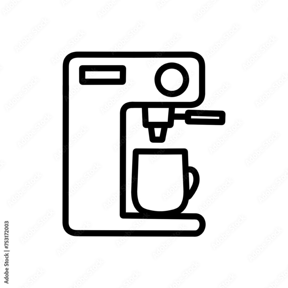Coffeemaker machine, espresso machine vector icon, line icon isolated on white Coffeemaker machine, espresso machine vector icon, line icon isolated on white