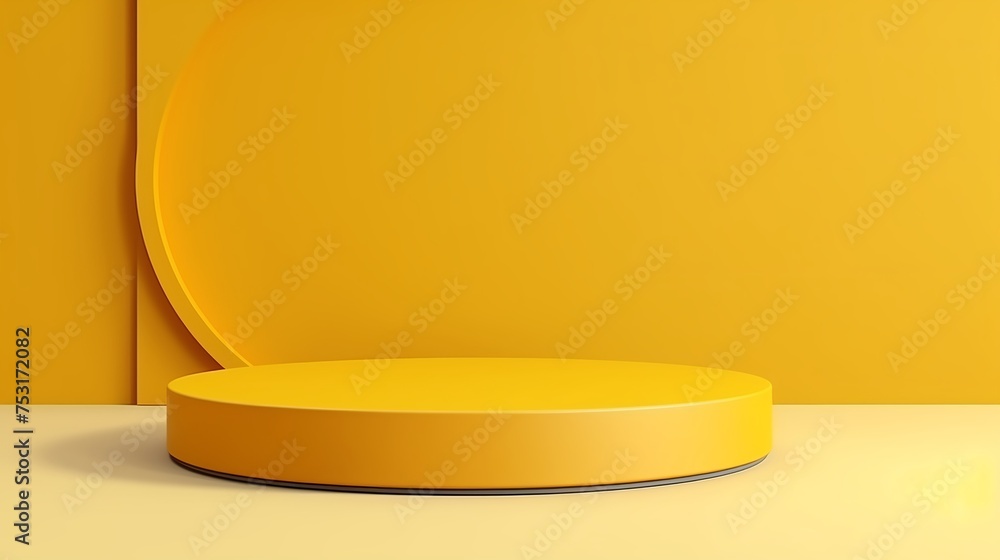 3D Render of Abstract Yellow Composition with Podium. Minimal Studio with Round Pedestal and Copy Space. Futuristic Interior Backdrop for Landing Page, Showcase, Product Presentation 3D Render of Abstract Yellow Composition with Podium. Minimal Studio with Round Pedestal and Copy Space. Futuristic Interior Backdrop for Landing Page, Showcase, Product Presentation